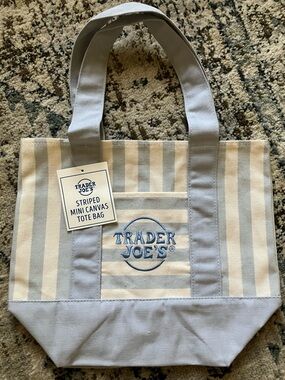 Trader Joe's Striped Mini Canvas Tote Bag